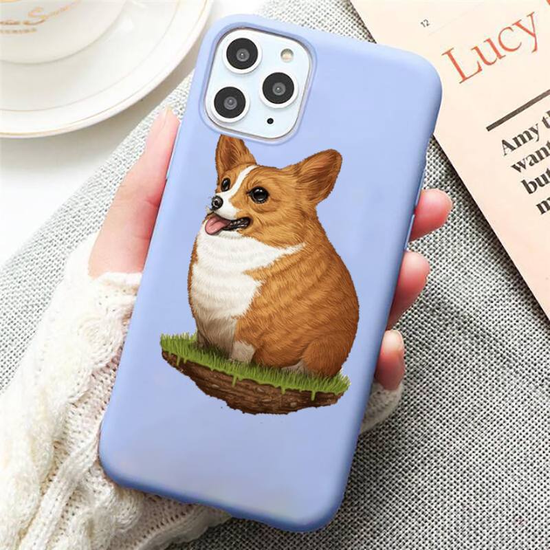 Чехол для телефона с милым щенком корги, яркий цвет, синий для iPhone 11 12 13 pro XS MAX 8 7 6 6S Plus X 5S SE 2020 XR