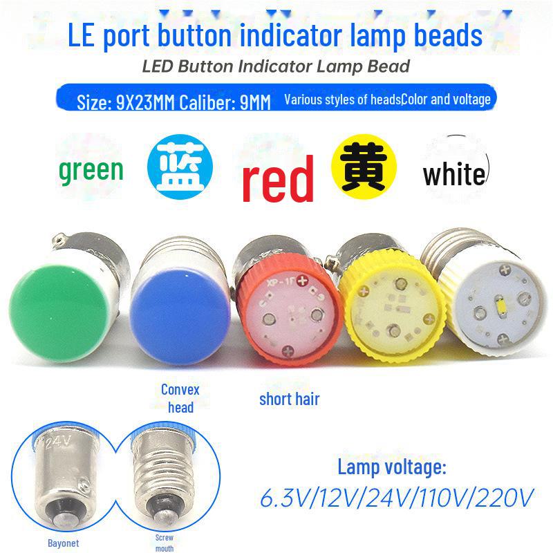 9 мм B9 Байонетный цоколь E10 для светодиодной лампы с кнопочным выключателем, фитиль ZB2XB2LAY37 12 В