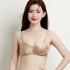 New Simple and Comfortable Satin Small Chest Concealed Double Breasts No Steel Rim Bra Women's Mulberry Silk Underwear