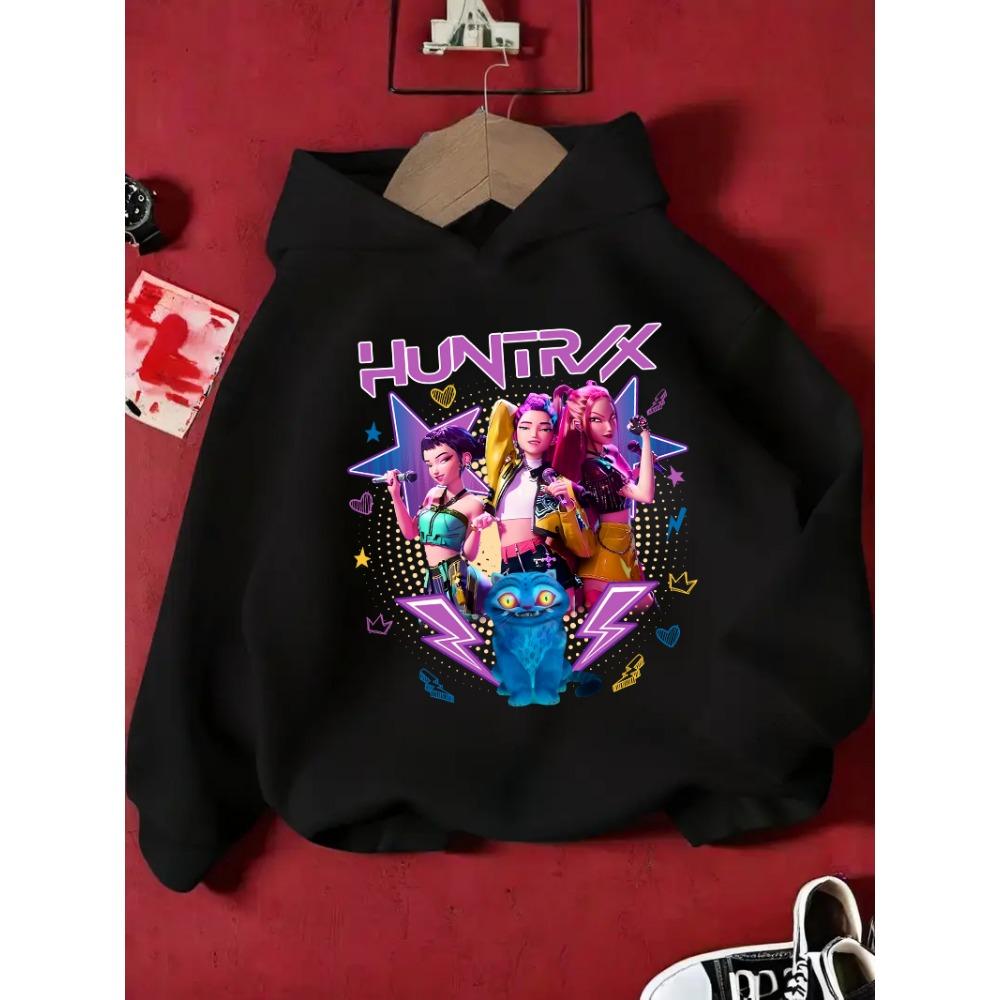 KPop Demon Hunter Rumi Derpy Cartoon Girls Boy Hooded Sweatshirt Warm Children's Wave Fashion Casual Tops Casual Girls Clothing