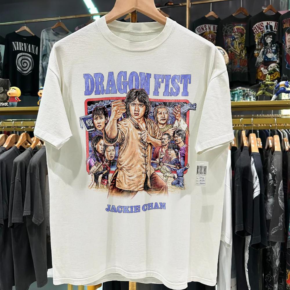 Кулак дракона Джеки Чан Фильм Каратэ Кунг-фу Ретро Футболка Брюс Ли