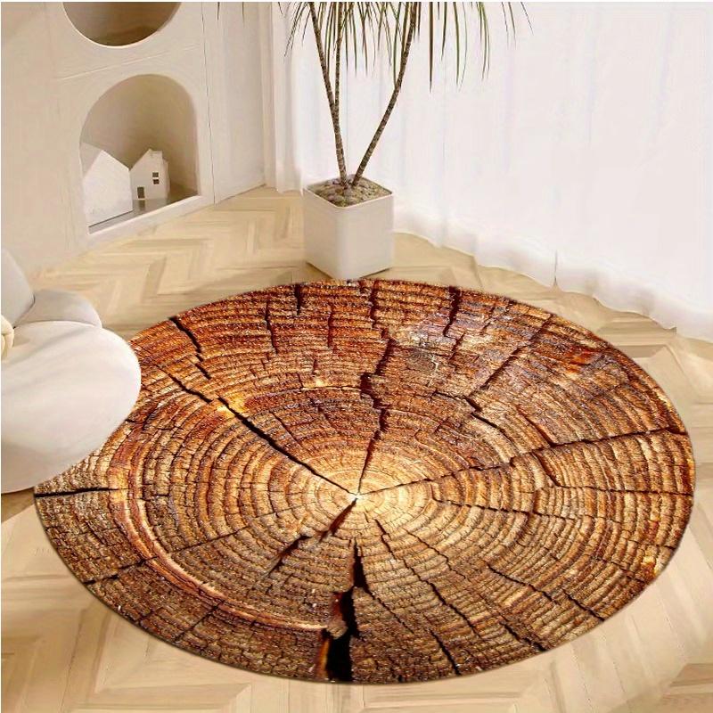 S Wood Grain Round Rug Nonslip Area Rug Office Chair Mat Carpet For Living Room Bedroom Home Decor