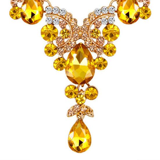 1 комплект ювелирных изделий, ожерелье, серьги, роскошные стразы, изысканное сверкающее ожерелье с подвеской в ​​тон, длинные висячие серьги на шею невесты