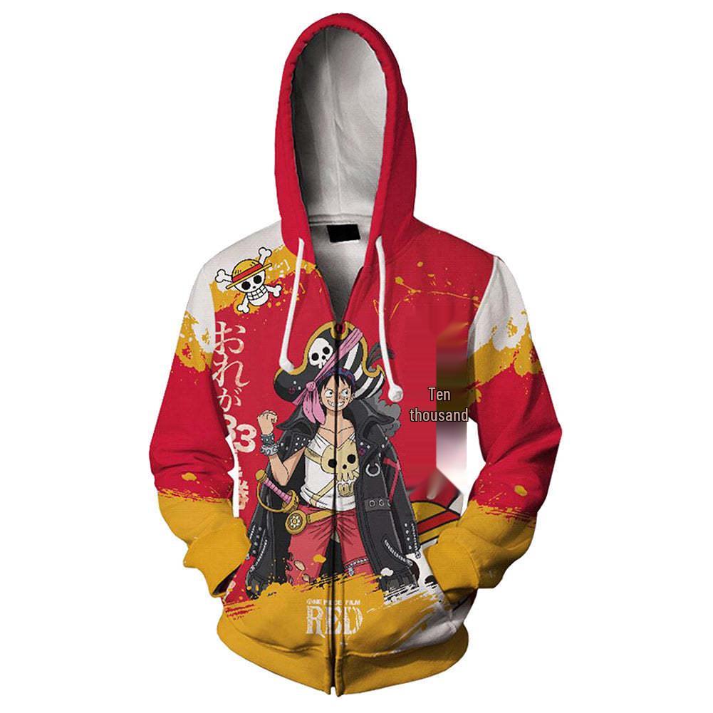 Мужская толстовка на молнии с 3D-печатью из аниме One Piece - Повседневная куртка для косплея