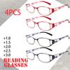 4PCS Fashion Anti-Blue Light Reading Glasses Urltra-Light Eye Protection Women Flowers Elegant Comfortable Eyeglasses
