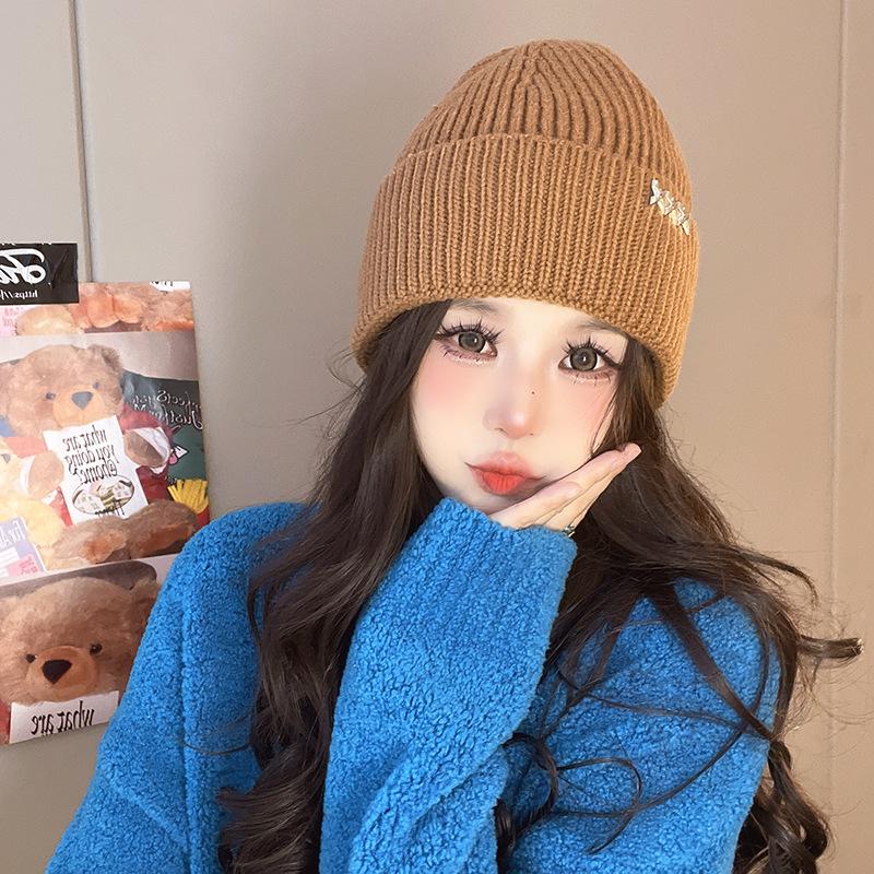 Women's Autumn and Winter Korean Style Versatile Face Showing Small Knitted Hat Japanese Big Head Circumference Warm Ear Protection Hat Women's Hat