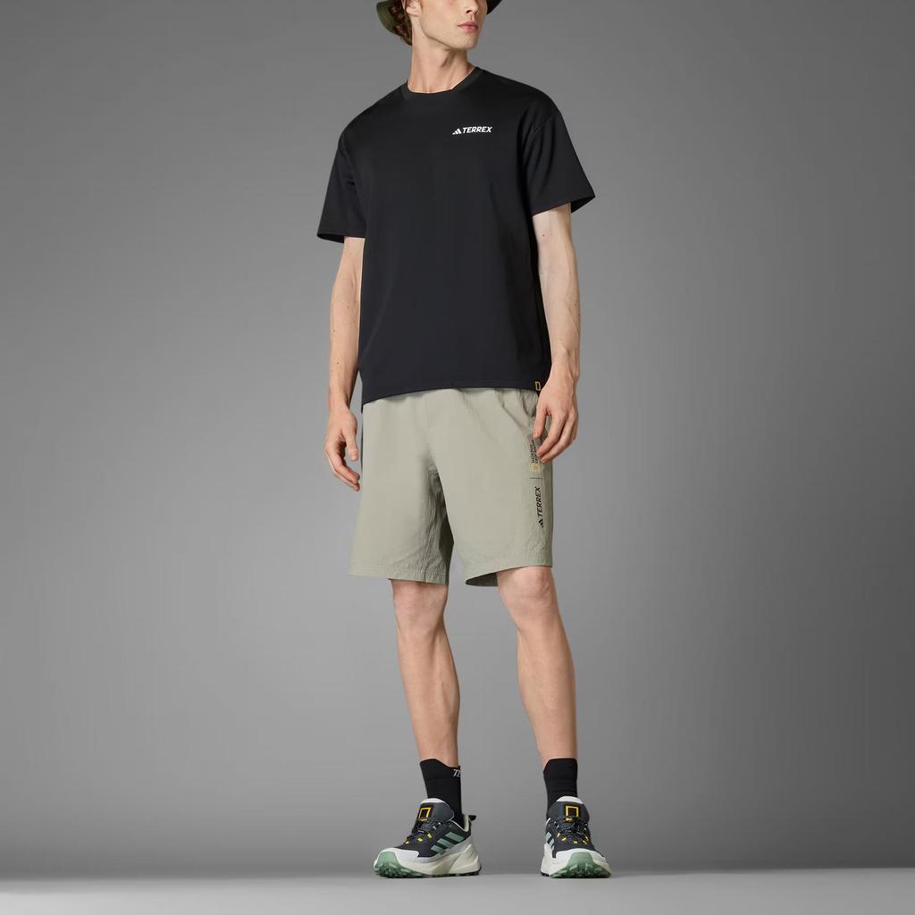 Adidas X National Geographic Collaboration Loose Fit Round Neck Moisture Wicking Quick Dry Short Sleeve T-Shirt Unisex T-Shirts Black JD5957