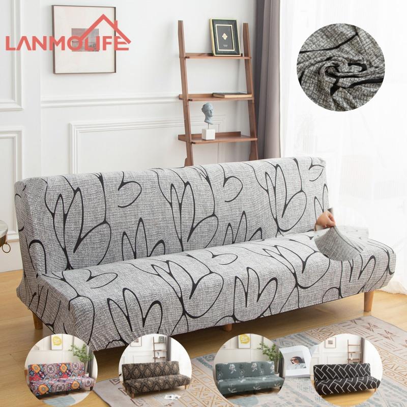 Премиальная складная чехол-кровать LANMOLIFE Растягивающийся Футон Чехлы для дивана-кровати без подлокотников Съемные и моющиеся защитные чехлы для мебели