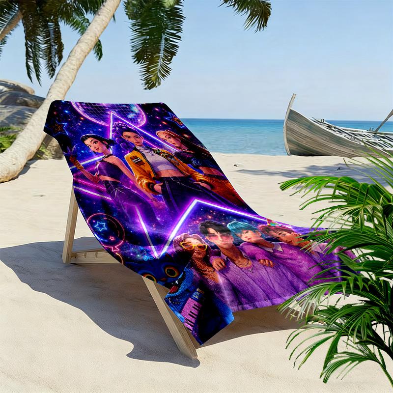 Kpop Hunters Print Beach Towel, Large Soft Quick Dry Towel for Beach Camping Swimming