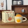 Керамическая кружка Daji Dali оранжевого цвета с крышкой, милая кружка с кошкой, новогодний подарок, кофейная кружка, офисная кружка для воды.