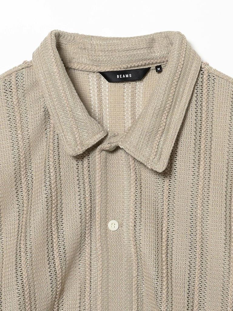 Мужская сетчатая рубашка Beams с открытым воротником, размер ПЕСОЧНЫЙ, размер L, 11011512147