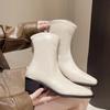 2024 Ботинки Naked женские зимние удобные и универсальные квадратный каблук однотонные молния декорированные модные ботинки женская обувь