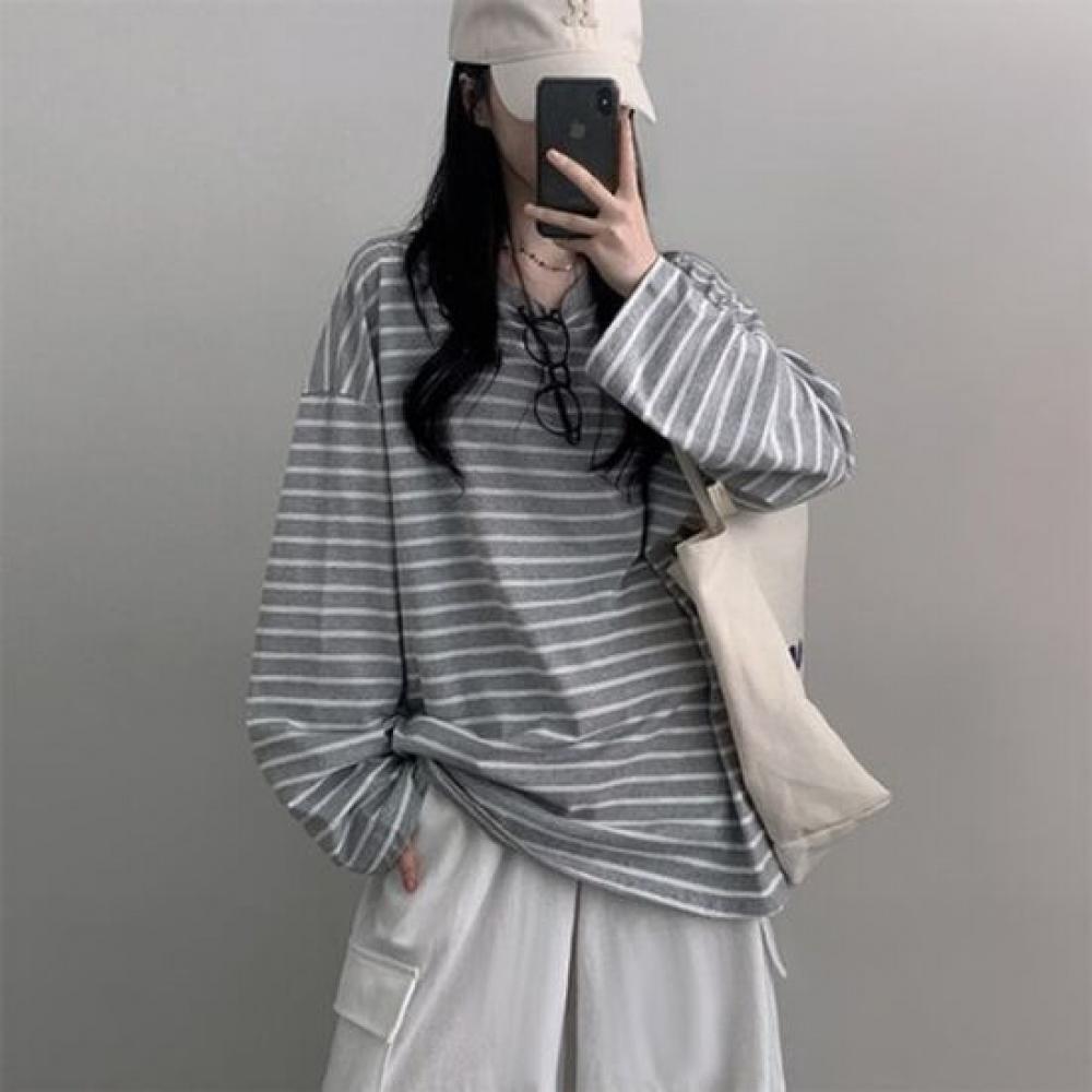 The Pink Loose FiT STripe Long Sleeve Romper T shirT