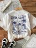 West Coast Graphic Print with Palm Trees T Shirt Short Sleeve Women Tshirt Clothes Women Retro Aesthetic T-Shirts