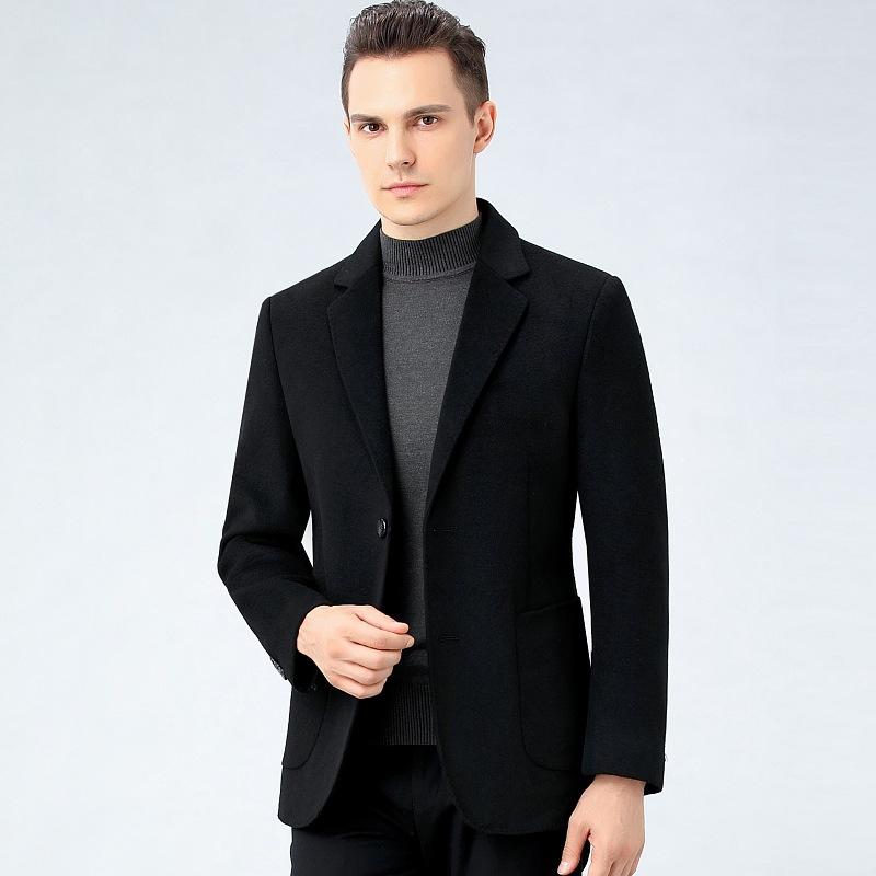 Мужское двустороннее кашемировое пальто осень и зима короткий шерстяной костюм среднего возраста шерстяное пальто для мужчин
