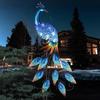 Blue Peacock Solar Light, 40' Glass Garden Decor Outdoor Stake for Lawn, Patio, Gift for Mom