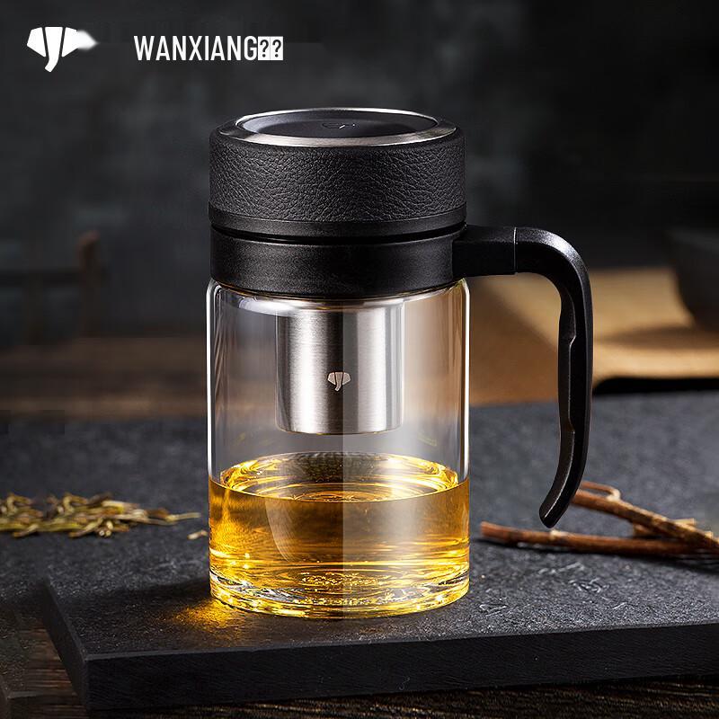 Wanxiang High Borosilicate Glass Tea Infuser Mug with Handle