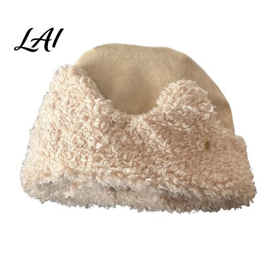 Fuzzy Skull Cap Cat Ear Sherpa Fleece Hat for Women Windproof Winter Protection Hat Thick Warm Outdoor Cycling Fluffy Women