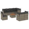 9 piece Garden Sofa Set with Cushions Grey Poly Rattan