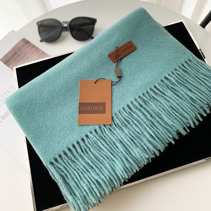 Cashmere Hand Feel Autumn And Winter Solid Color Scarf Women'S Thick Tassel Simple And Versatile Soft And Warm Imitation Cashmere Shawl