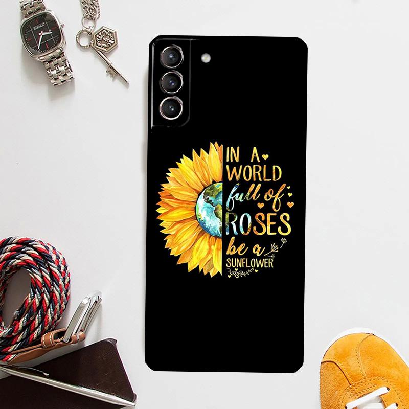 Красивый желтый чехол с подсолнухом для Samsung Galaxy S25 Ultra S20 S21 S22 S23 Plus S24 Ultra S9 S10 S25 FE Чехол Coque