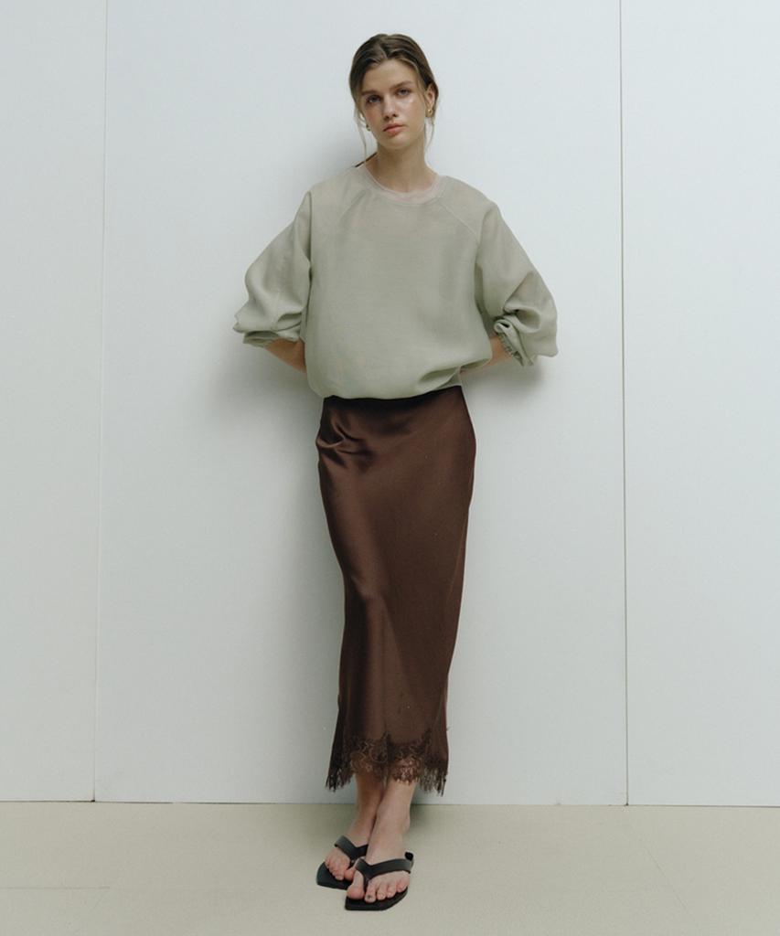 Sellebsyabedisyeon 26SS Кружевная Вставка Атласная Юбка