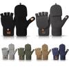 Flip Top Knitted Fingerless Gloves Thermal Half Finger Gloves for Women and Men