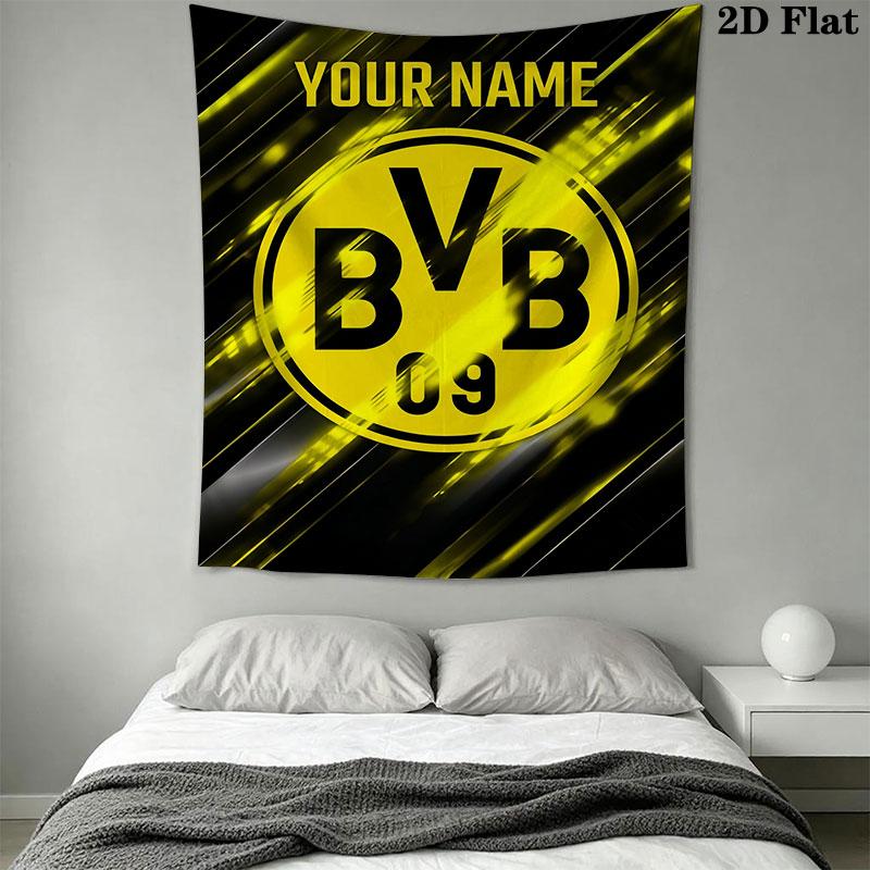 Custom Borussia Dortmund Wall Hanging Printed Fabric Blanket Decorative Tapestries for Bedroom Living Room Home Decor