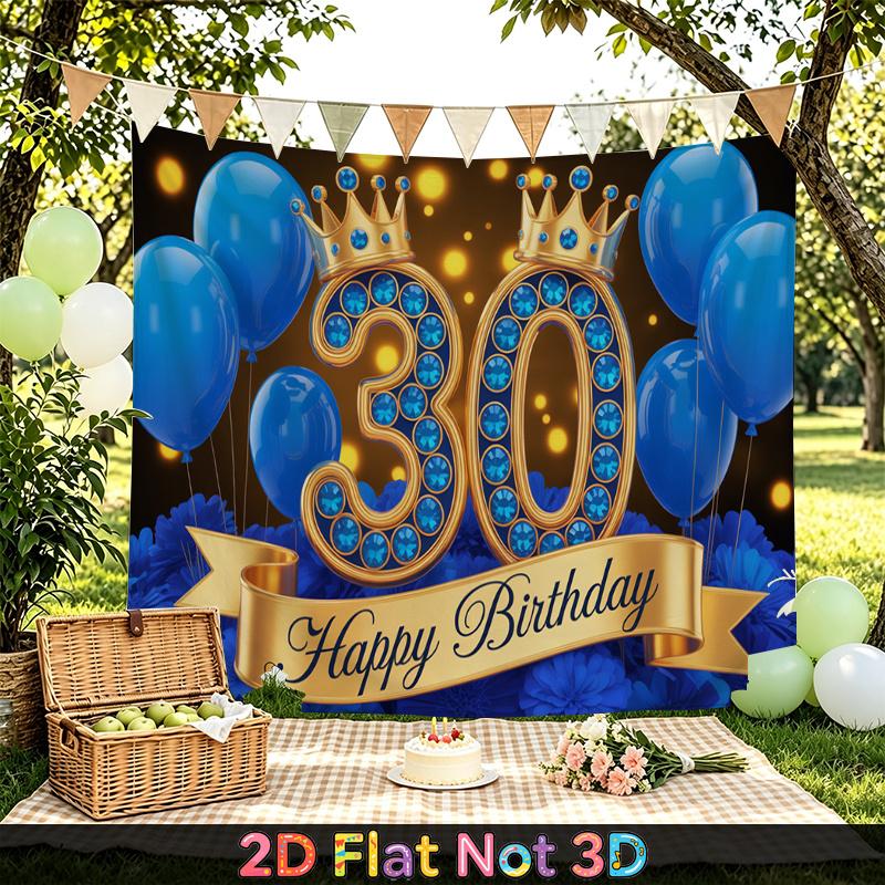 Red 30th Balloon Birthday Backdrop 1pc - Home Party Decor