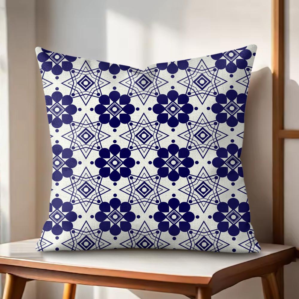 Abstract geometry Art Cushion Cover Natural Linen Organic Fabric DoubleSided Printing Couch Pillow Covers Home Decor