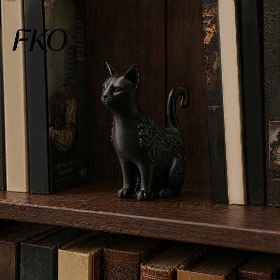 Retro Black Cat Incense Holder 3D Printed Figurines, Multi-purpose Mini Flower Matte Storage Tube Pot, Desktop Organizer for Home Decor & Lovers