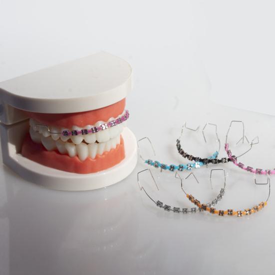 Temporary Tooth Decoration with Metal Wires Brackets Orthodontic Ligatures Orthodontists Explain Dental Students Practice Props