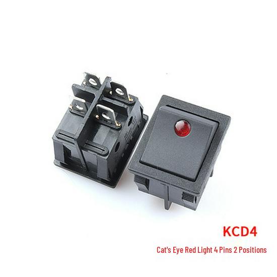 Кулисный переключатель KCD4: 4/6 контактов, 2/3 положения, с подсветкой, 25x31 мм, 16А 250В Кнопка питания
