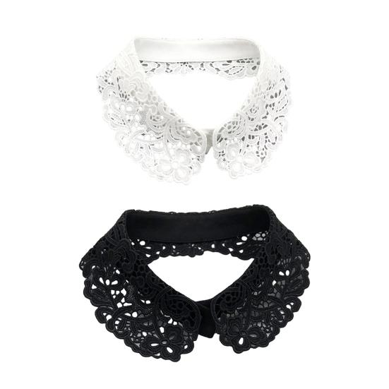 Fake Collar Embroidered Lace Flower Detachable Collar Women Solid Color Hollow Design False Collar Match for Tops Sweatshirts