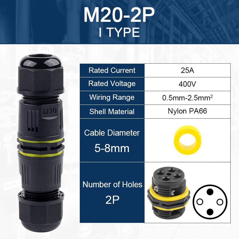IP68 I Форма M20 Водонепроницаемое Быстрое Соединение 2/3/4 Сердечник Винт Обжимное Соединение Для Наружного Кабельного Соединения Электрический Разъем
