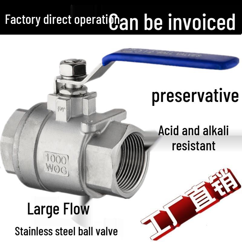 304/316L Stainless Steel Ball Valve Q11F-16P, Threaded Female, High-Temperature Water Valve Switch, 1-Inch, 4 Points, Size 15.