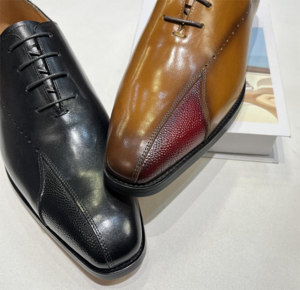 Модные высококачественные мужские формальные туфли из натуральной кожи, роскошные для вечеринки, свадьбы, мужские туфли на шнуровке с острым носком, коричневые оксфорды, деловые туфли