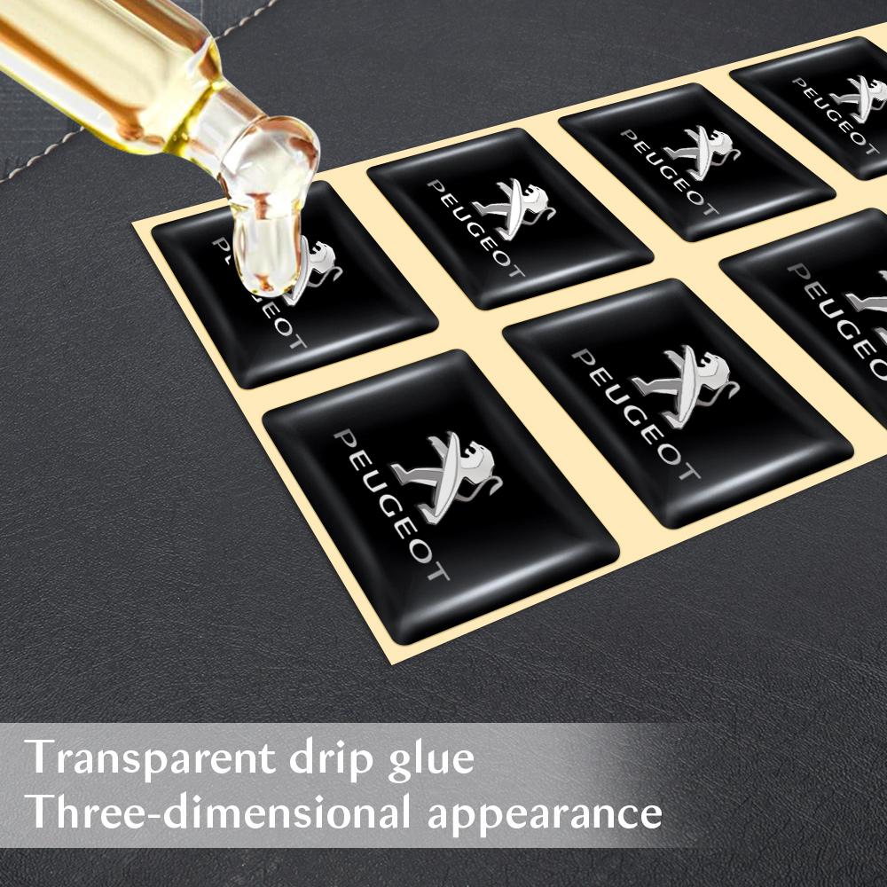 10pcs Epoxy Car Interior Emblem Stickers Badge Decal Accessories For Peugeot 206 307 308 3008 207 208 508 2008 5008 3008 106 107
