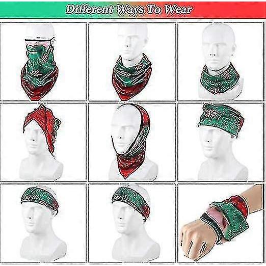 6 Pcs Christmas Face Bandanas Multi-functional Neck Gaiter Scarf Headwear Headband For Unisex Xmas Dress