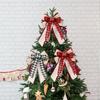 Christmas Bow With Checkered Edges And Ribbon For Festive Tree Decoration