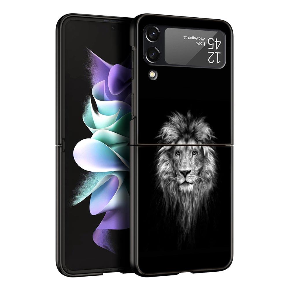 Лаконичный чехол для телефона с рисунком льва для Samsung Galaxy Z Flip3 Flip4 Flip5 Чехол-оболочка для Z Flip 3 4 5 6 7 Жесткая складная крышка