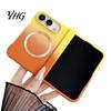 Anti Fingerprint Matte Phone Cover Magnetic Case for iPhone, Gradient Skin-like Protective with Built-in Ring Fast Charging And Hinge Protection