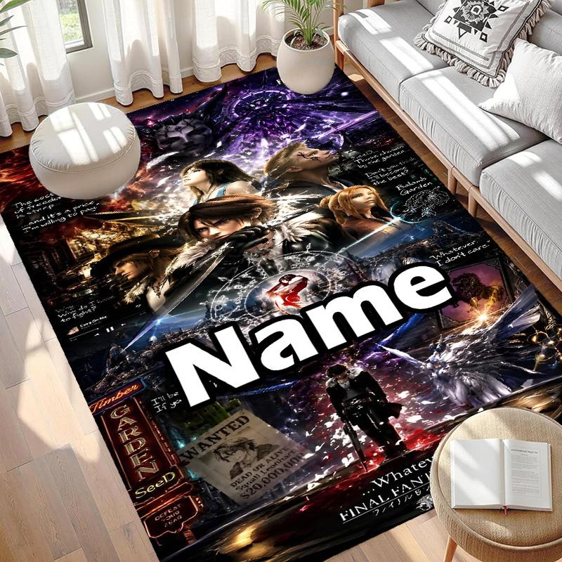 Custom Name Personalized Final Fantasy Print Carpet, Versatile Home Decor Rug, for Playroom, Apartment, Balcony, Entryway, Hallway Gift