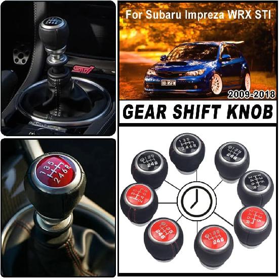 Hacreyatu Car-Styling 6 Speed Leather Gear Stick Shift Knob For Subaru Impreza WRX STI 2009 2010 2011 2012 2013 2014 2015 2016 2017 2018 (Black Suede