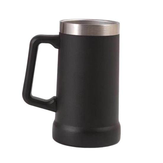 700ML Beer Stein Double Wall Insulation Stainless Steel Coffee Mug Thermal Tumbler for Hot Cold Drinks Big Grip Shatterproof Adventure Drinking Cup