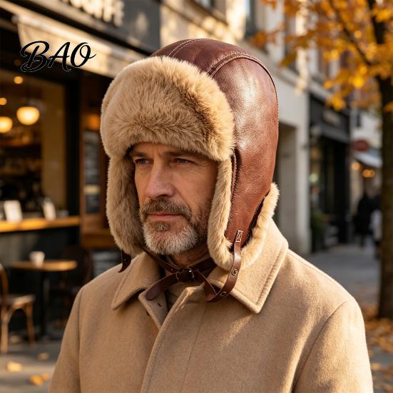 Унисекс Зимний Аксессуар для Прогулок Шапка-Ушанка из Искусственного Меха, Шапка-Ушанка с Клапанами для Ушей, Плюшевая Подкладка, Ветрозащитная, Для Холодной Погоды, Уличная, Теплая, Ретро