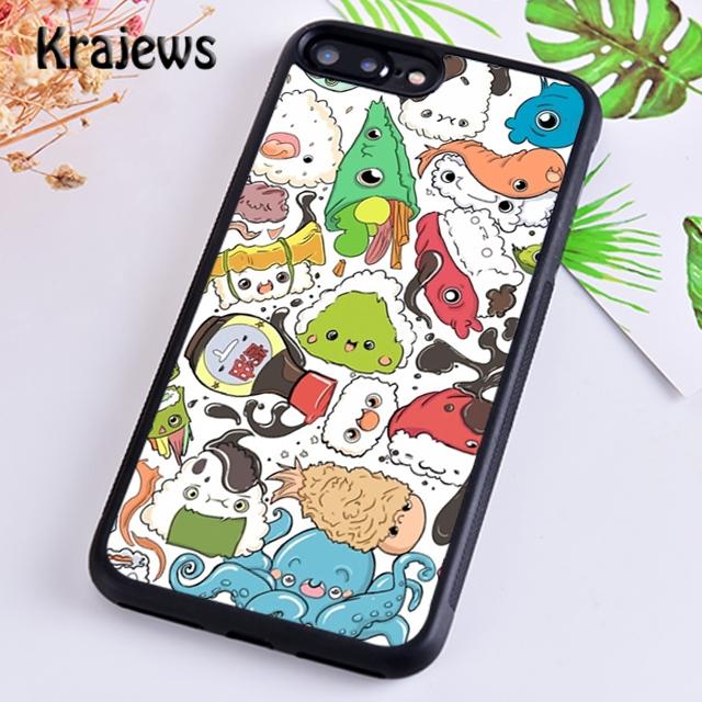 Krajews Кавайный Стек Суши Мягкий Чехол для Телефона Cover For iPhone 17 Air 16 15 14 plus 11 12 13 pro max Plus coque Fundas