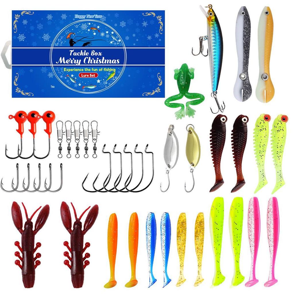 Креативный рождественский набор рыболовных приманок: Приманки для пресноводной форели, окуня и лосося с крючками