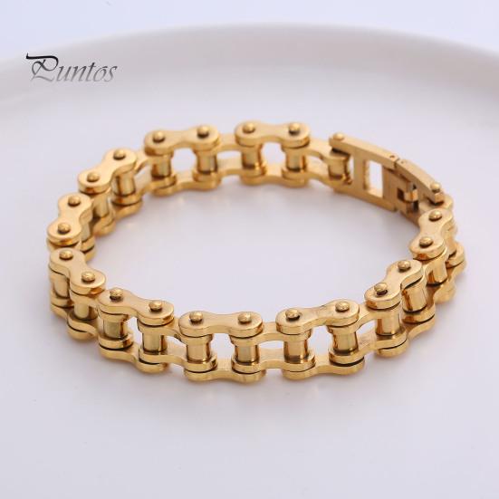 Браслет унисекс с дизайном мотоциклетной цепи из нержавеющей стали в стиле панк-хип-хоп, гладкий браслет на запястье для различных случаев
