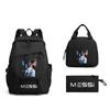 Школьная сумка-рюкзак по футболу Месси Звездное Окружение Ученики Старших, Средних и Начальных Классов Мужчины и Женщины Большой Вместимости Трехсекционный Рюкзак